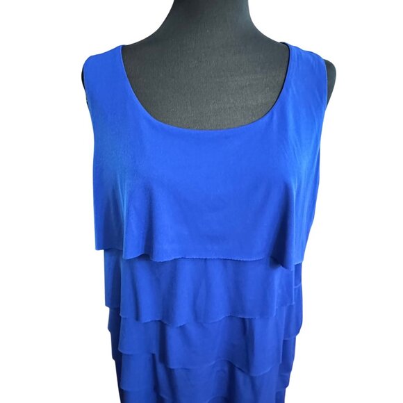 Chico's Dress Size 2 L Blue Layered Sleeveless Dress Flappers Style Royal Blue - Picture 5 of 16